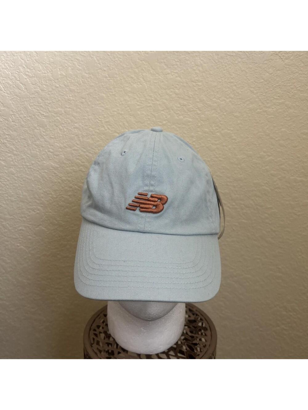NEW BALANCE  Baseball Cap Light Blue Adjustable Strap Logo Embroidered Unisex